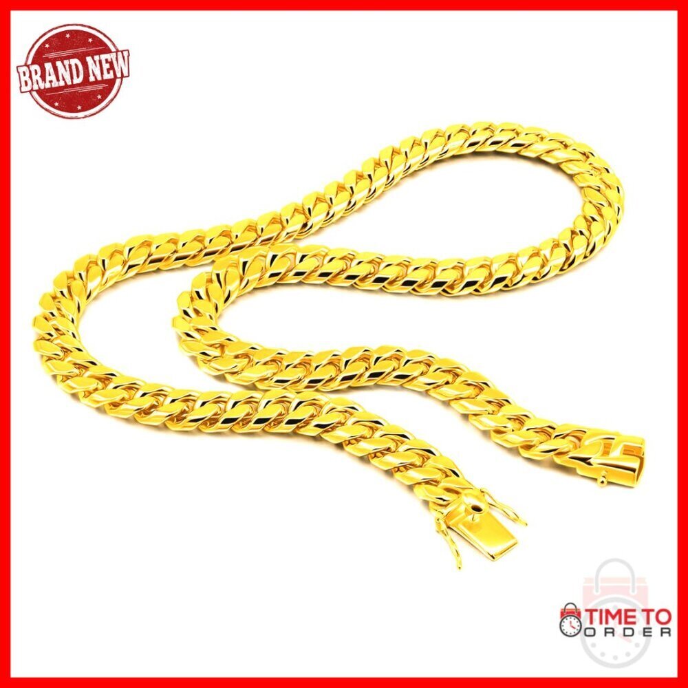 Sterling Silver Miami Cuban Link Chain Necklace 12MM 20 Inch Men's Jewelry